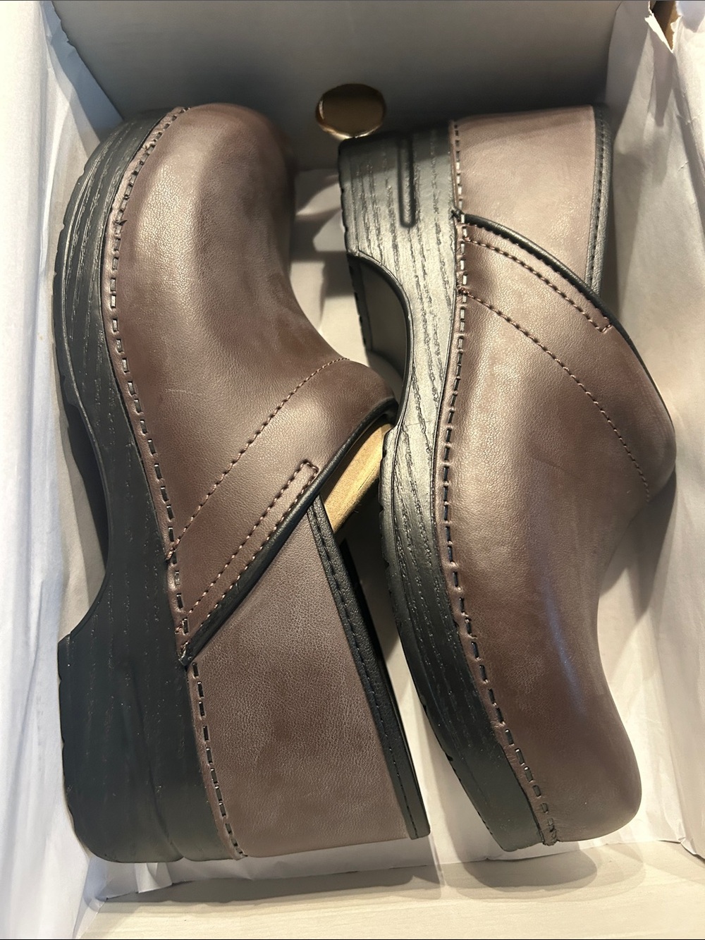 Dansko Brown Leather Slip-On Clogs